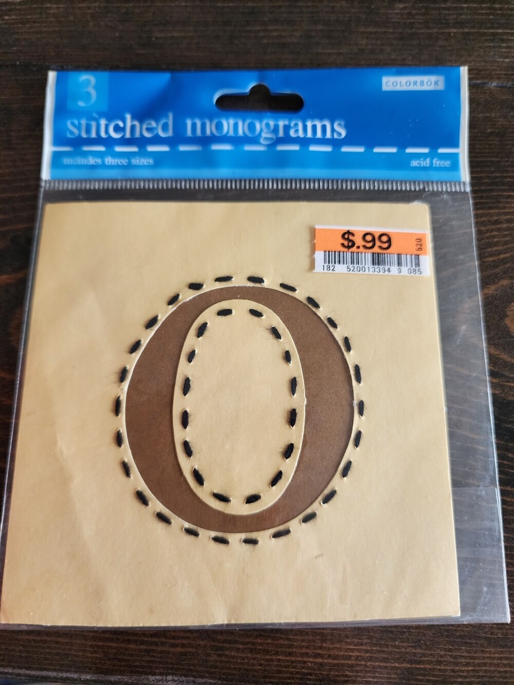 COLORBOK Stitched Monograms Letter O 3 Sizes Scrapbooking - Vintage RETIRED # 24